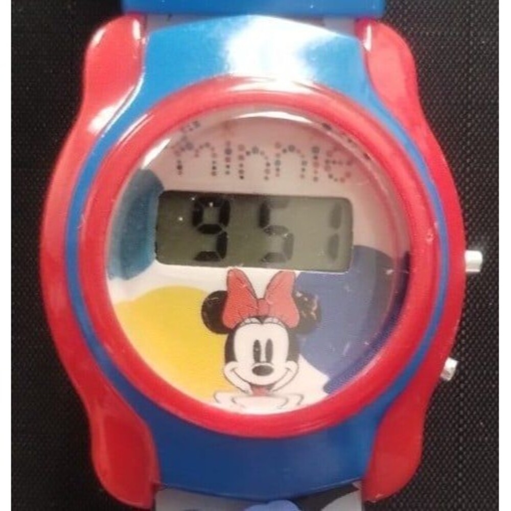 USED DISNEY MZB LICENSED MINNIE MOUSE WATCH KIDS GIRLS NEW BATTERY DIGITAL LCD